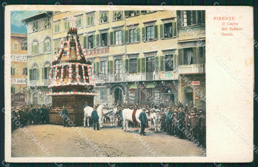 Firenze Città Scoppio Carro Sabato Santo Buoi cartolina WX0855 – fronte