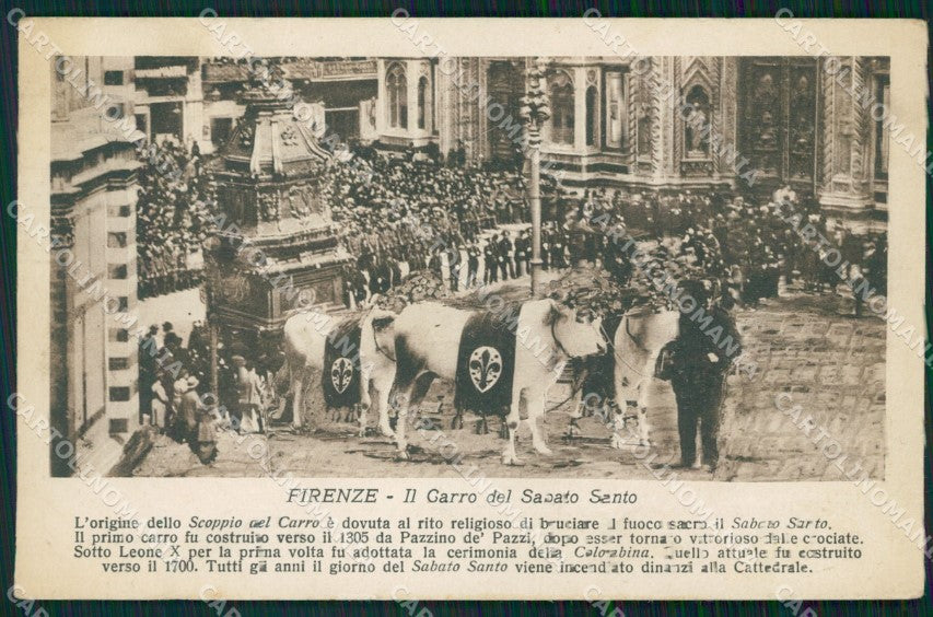 Firenze Città Carro del Sabato Santo Buoi PIEGA cartolina WX0865 – fronte