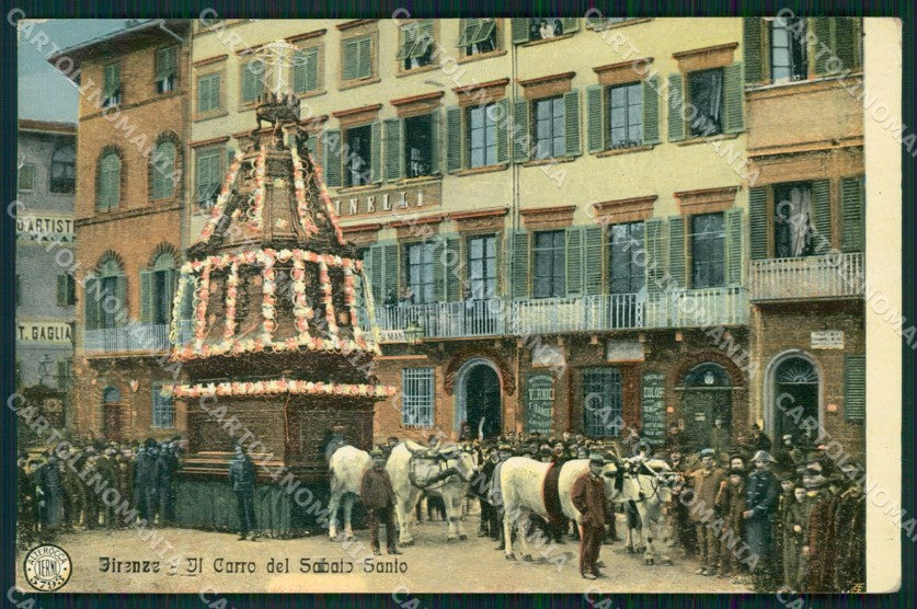 Firenze Città Carro Sabato Santo Buoi Alterocca 5793 cartolina WX0876 – fronte