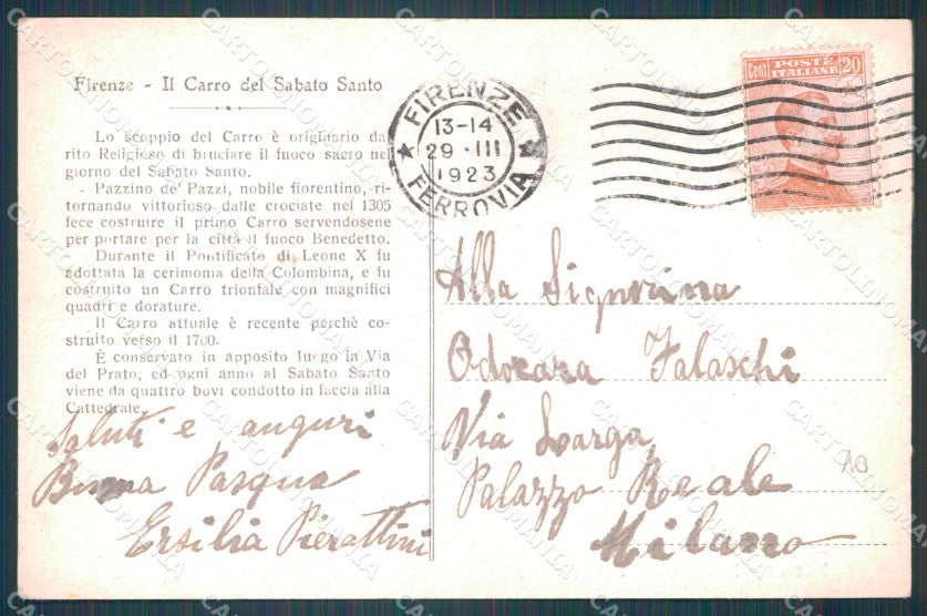 Firenze Città Carro Sabato Santo Buoi Alterocca 5793 cartolina WX0876 – retro