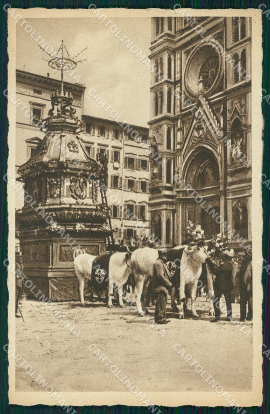 Firenze Città Carro Sabato Santo Buoi cartolina WX0882 – fronte