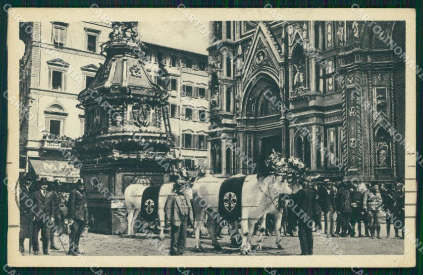 Firenze Città Carro Sabato Santo Buoi PIEGHINA cartolina WX0885 – fronte