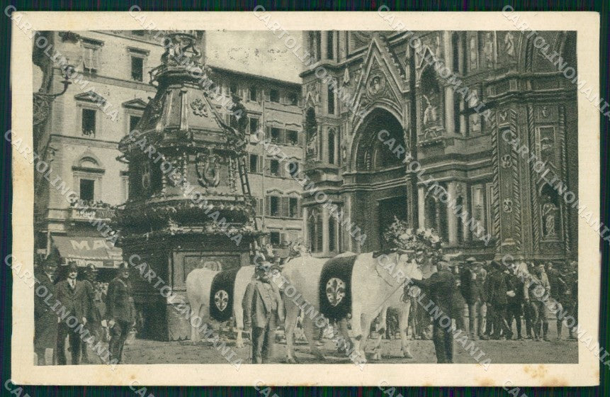 Firenze Città Carro Sabato Santo Buoi cartolina WX0890 – fronte