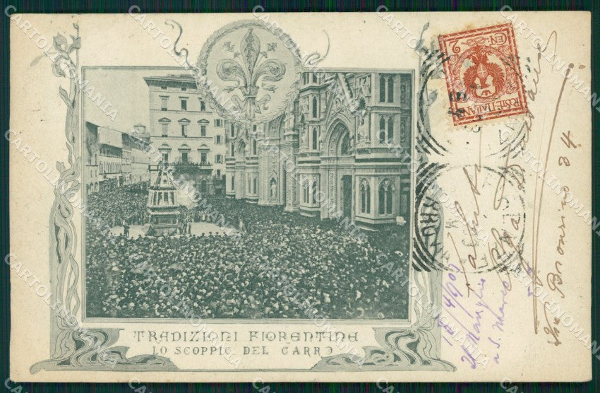 Firenze Città Scoppio Carro Sabato Santo cartolina WX0892 – fronte