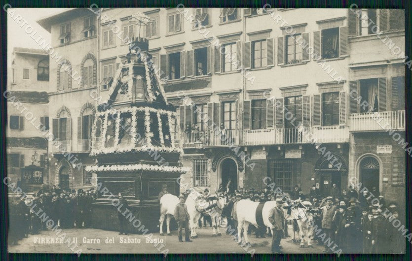 Firenze Città Carro Sabato Santo Buoi Foto cartolina WX0900 – fronte