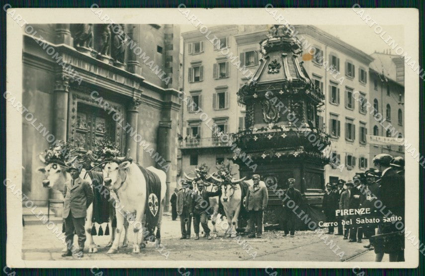 Firenze Città Carro Sabato Santo Buoi Foto cartolina WX0902 – fronte