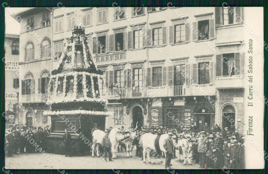 Firenze Città Carro Sabato Santo Buoi cartolina WX0907 – fronte