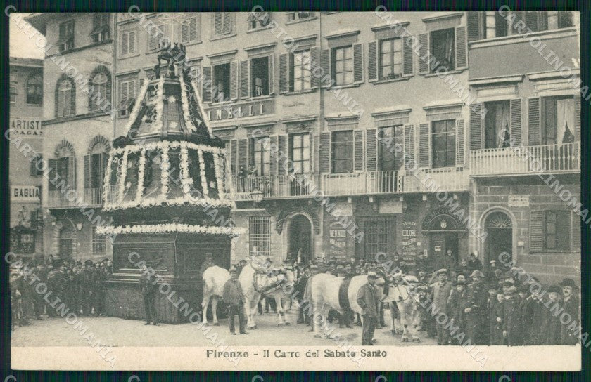 Firenze Città Carro Sabato Santo Buoi cartolina WX0909 – fronte