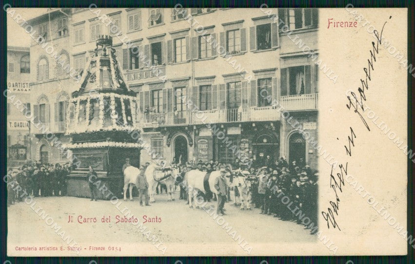 Firenze Città Carro Sabato Santo Buoi cartolina WX0910 – fronte
