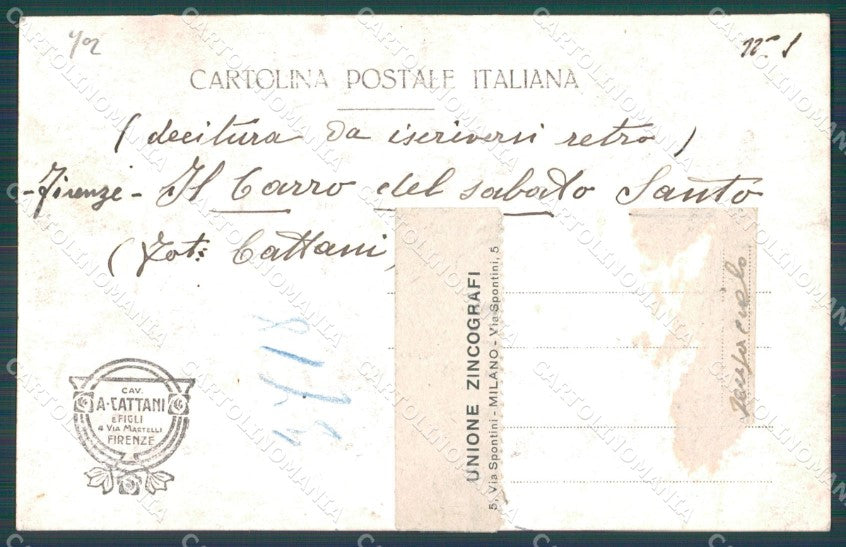 Firenze Città Carro Sabato Santo Buoi Foto cartolina WX0911 – retro