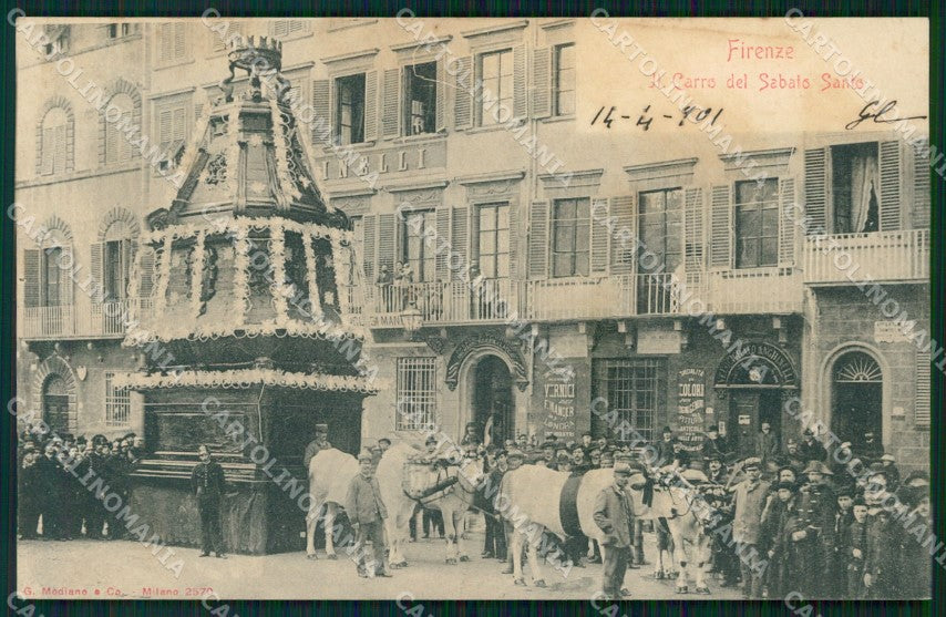 Firenze Città Carro Sabato Santo Buoi cartolina WX0915 – fronte