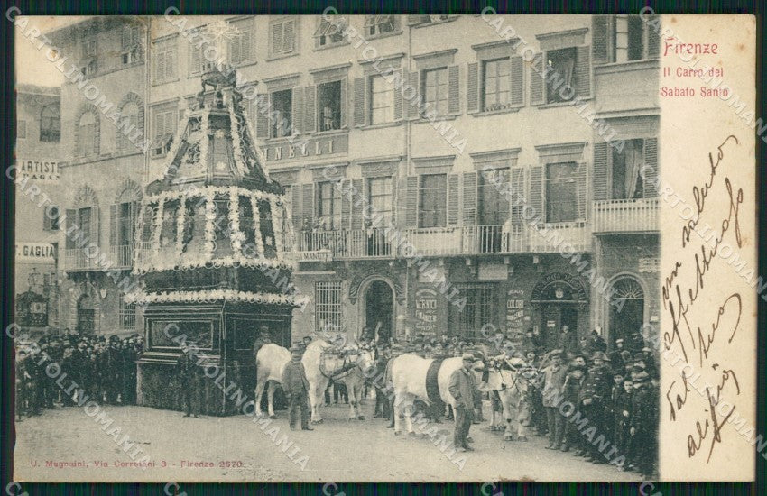 Firenze Città Carro Sabato Santo Buoi cartolina WX0916 – fronte