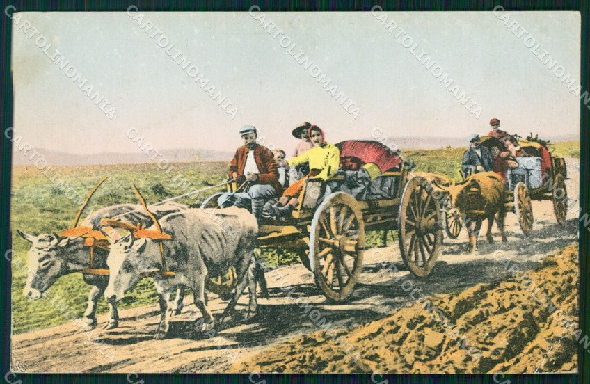 Firenze Città Carretti con Buoi Costumi PIEGA cartolina WX0969 – fronte