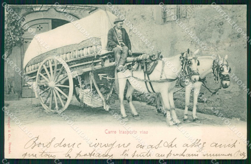 Firenze Città Carro Trasporto Vino Fiaschi STRAPPINO cartolina WX0989 – fronte