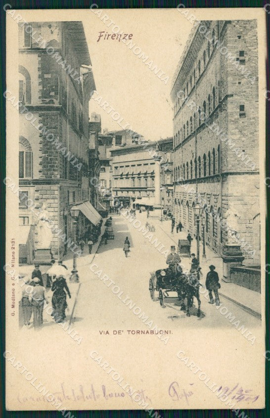 Firenze Città Via Tornabuoni Carrozza Modiano cartolina WX1022 – fronte