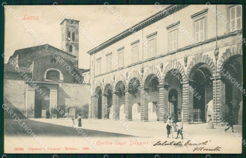 Lucca Città Cortile degli Svizzeri cartolina WX1110 – fronte