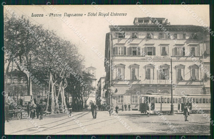 Lucca Città Piazza Napoleone Tram cartolina WX1126 – fronte