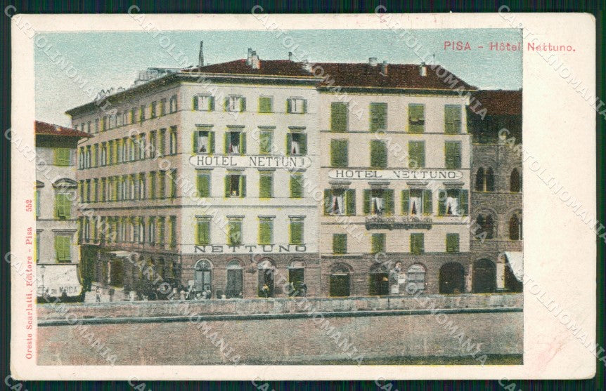 Pisa Città Hotel Nettuno PIEGATA cartolina WX1154 – fronte