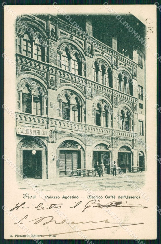 Pisa Città Piazza Agostino Caffè Ussero cartolina WX1157 – fronte