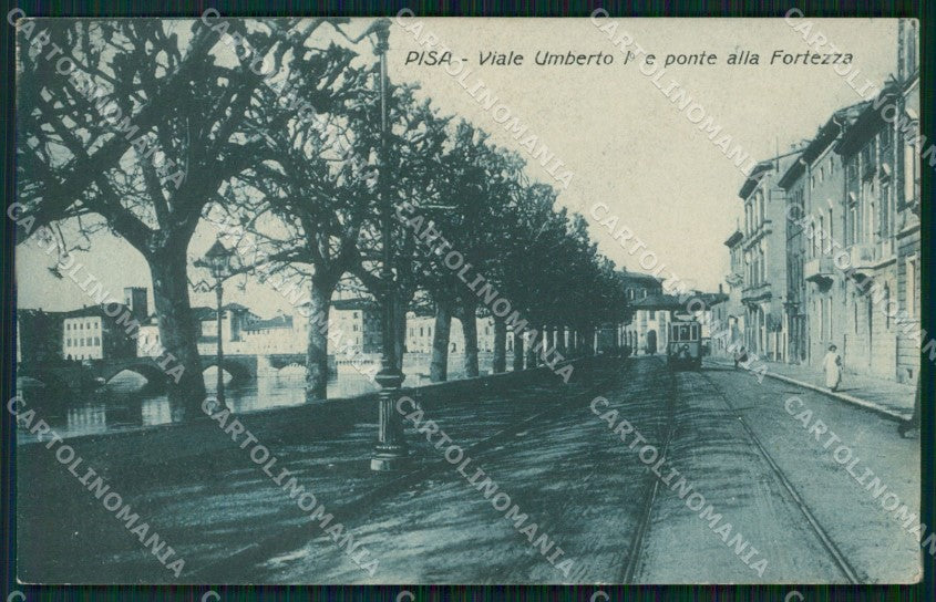 Pisa Città Viale Umberto I Ponte alla Fortezza Tram cartolina WX1177 – fronte