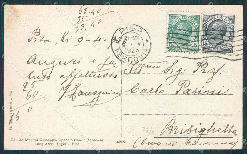 Pisa Città Lungarno Regio Tram cartolina WX1187 – retro