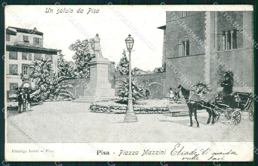 Pisa Città Piazza Mazzini Carrozza cartolina WX1193 – fronte