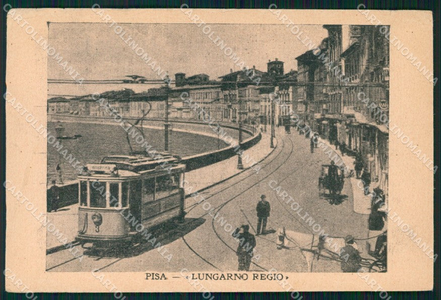 Pisa Città Lungarno Regio Tram STRAPPINO PIEGHE ABRASA cartolina WX1201 – fronte