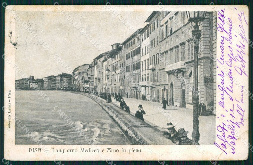 Pisa Città Lungarno Mediceo Alluvione PIEGHE cartolina WX1222 – fronte