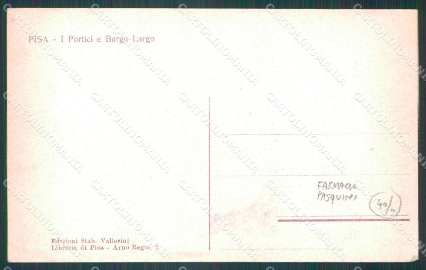 Pisa Città Borgo Largo Farmacia Pasquini cartolina WX1230 – retro