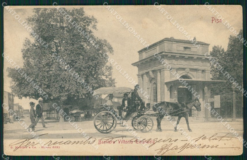 Pisa Città Barriera Vittorio Emanuele Carrozza STRAPPINO PIEGA cartolina WX1246 – fronte
