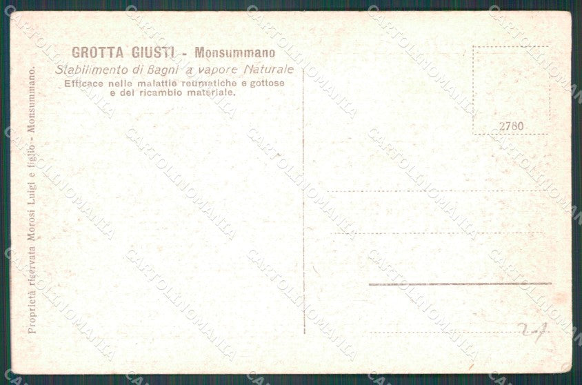 Pistoia Monsummano Terme Grotta Giusti cartolina WX1269 – retro
