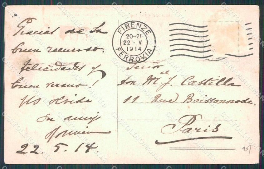 Firenze Fiesole San Domenico PIEGA RIPARATA cartolina WX1414 – retro