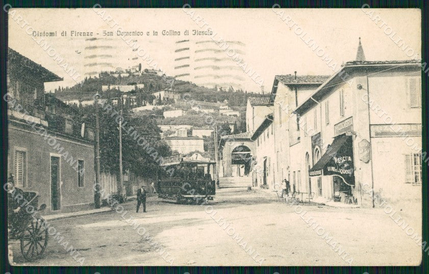 Firenze Fiesole San Domenico Tram PIEGA cartolina WX1449 – fronte
