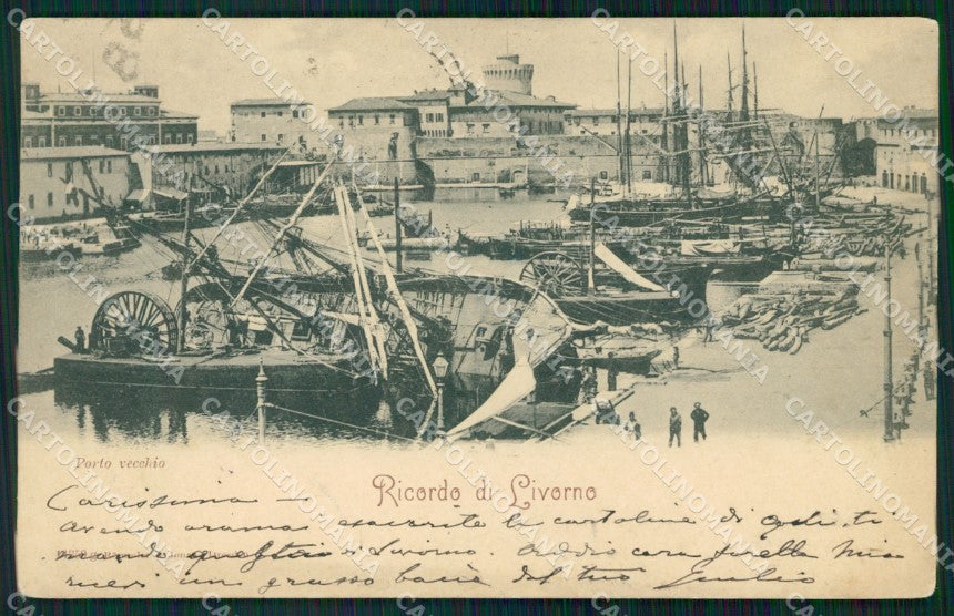 Livorno Città Porto Vecchio Navi cartolina WX1486 – fronte