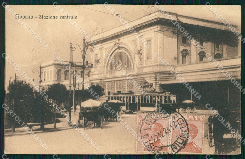 Livorno Città Stazione Tram Carrozze cartolina WX1488 – fronte