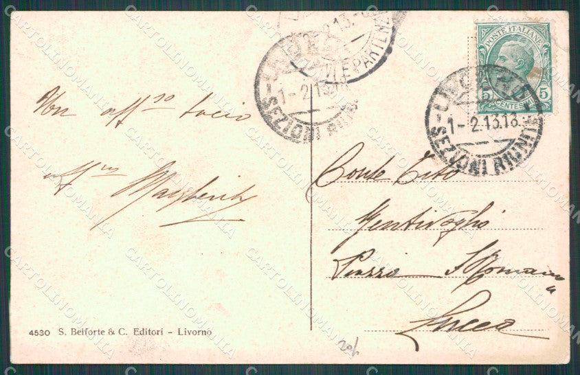 Livorno Città Piazza Mazzini PIEGHE cartolina WX1492 – retro