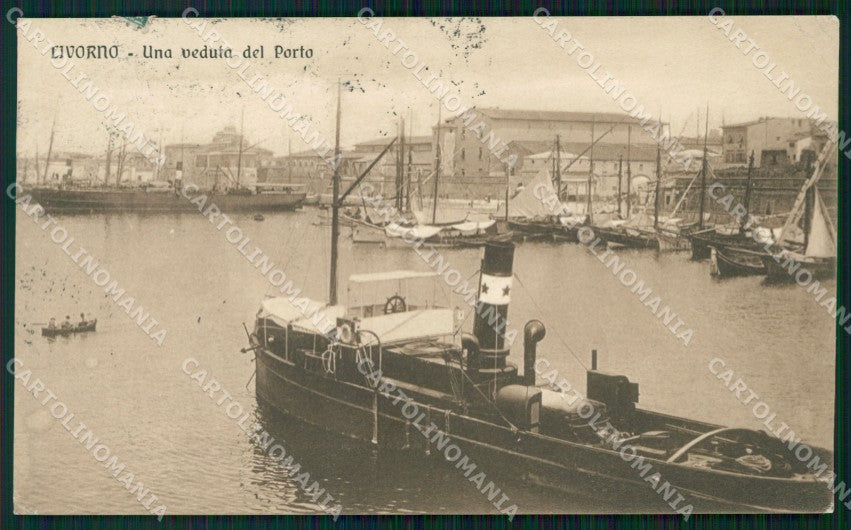 Livorno Città Porto Navi PIEGHINA cartolina WX1500 – fronte