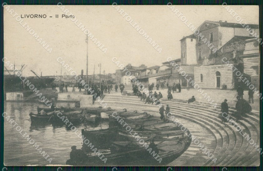 Livorno Città Porto Barche PIEGA cartolina WX1513 – fronte