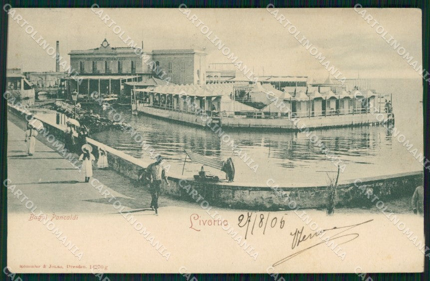 Livorno Città Bagni Pancaldi ABRASA cartolina WX1514 – fronte