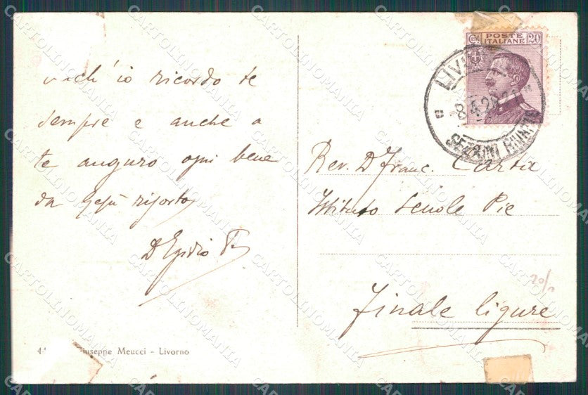 Livorno Città Poste PIEGHINA ABRASA cartolina WX1519 – retro