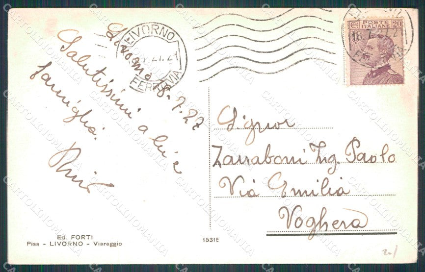 Livorno Città Porto Navi PIEGHINE cartolina WX1534 – retro