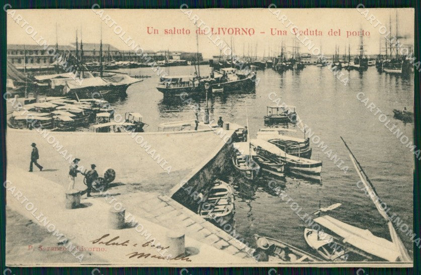 Livorno Città Porto Barche cartolina WX1538 – fronte
