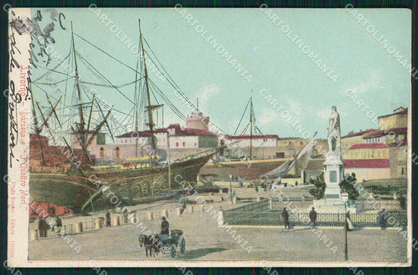 Livorno Città Darsena Navi PIEGA cartolina WX1546 – fronte