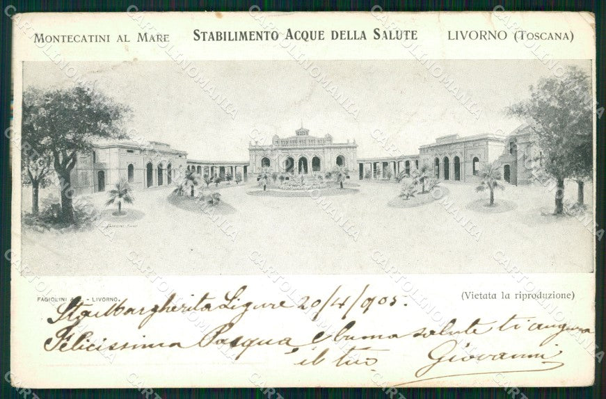 Livorno Città Stabilimento Acque della Salute PIEGHE cartolina WX1557 – fronte