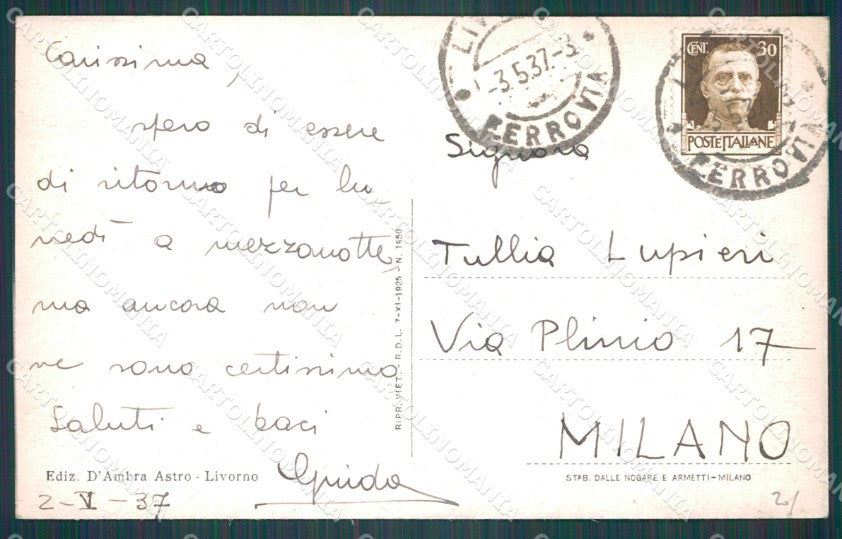 Livorno Città Piazza Vittorio Emanuele II cartolina WX1561 – retro