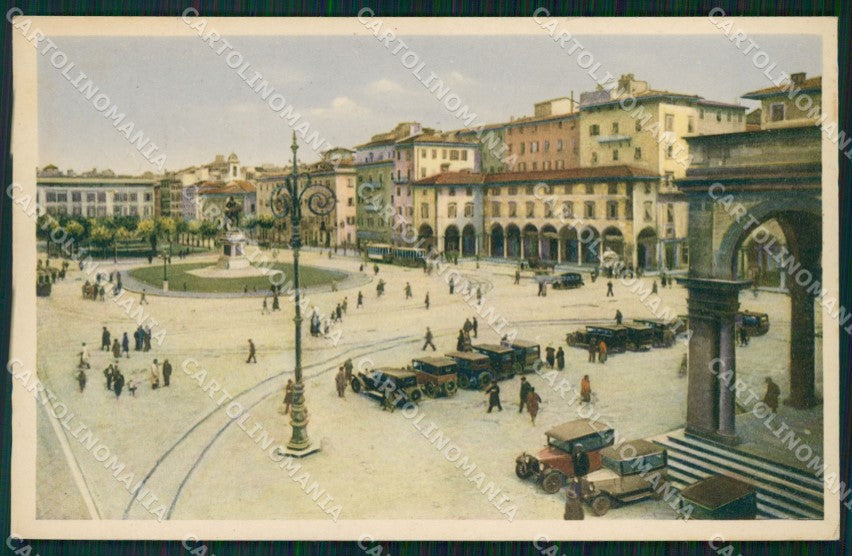 Livorno Città Piazza Vittorio Emanuele Auto cartolina WX1569 – fronte