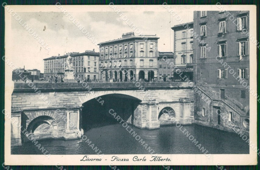 Livorno Città Piazza Carlo Alberto PIEGHINA cartolina WX1576 – fronte