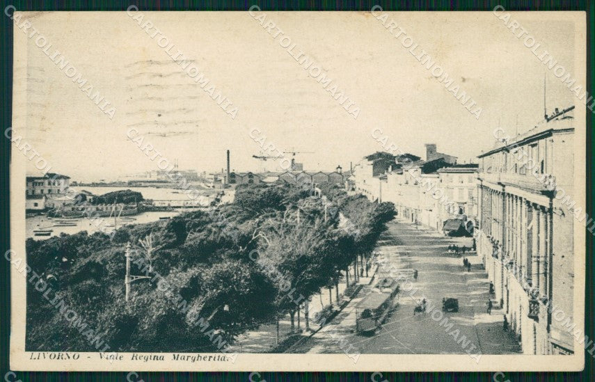 Livorno Città Viale Regina Margherita Tram cartolina WX1580 – fronte