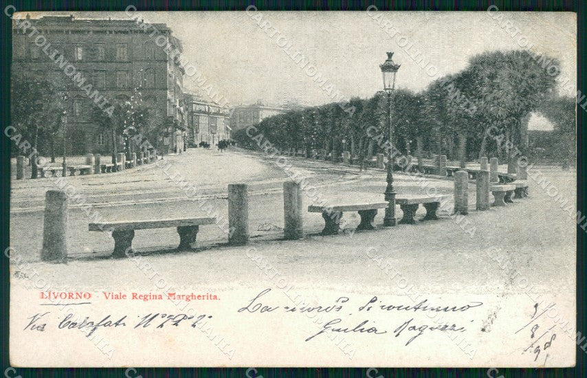 Livorno Città Viale Regina Margherita PIEGHINA cartolina WX1581 – fronte