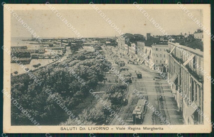 Livorno Città Viale Regina Margherita Tram cartolina WX1582 – fronte